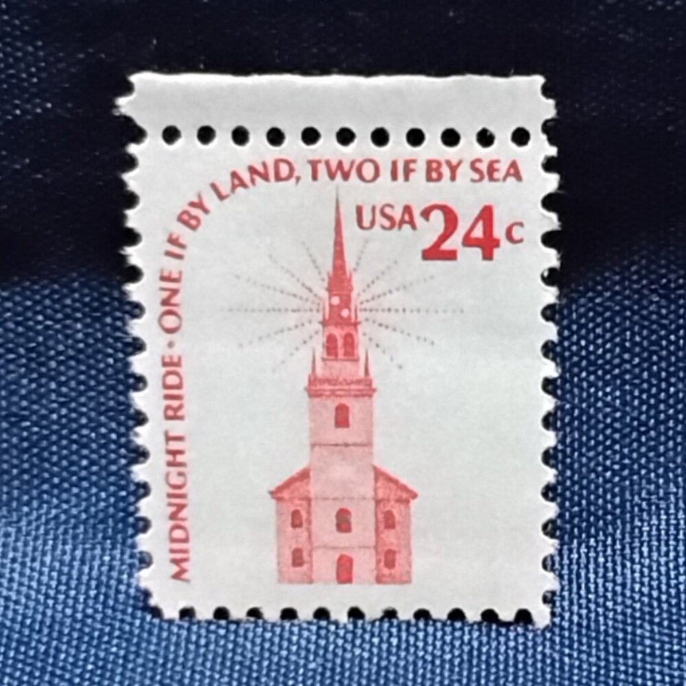 Uncirculated USA 1978 Midnight Run: One if by Land Two if by Sea 24 Cent Stamp!!